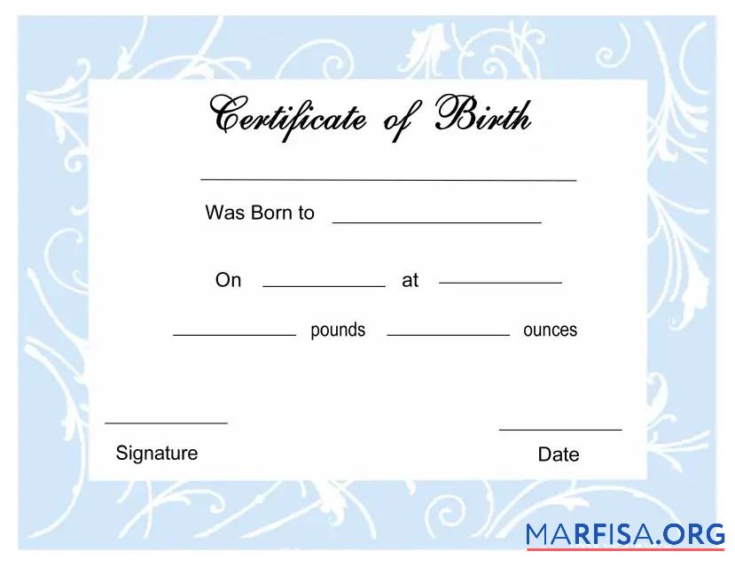 Realistic Certificate of birth real example